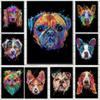 Abstract Watercolor French Bulldog Pug Posters Prints Canvas Painting Coloful Animal Dog Wall Art Picture Living Room Cuadros