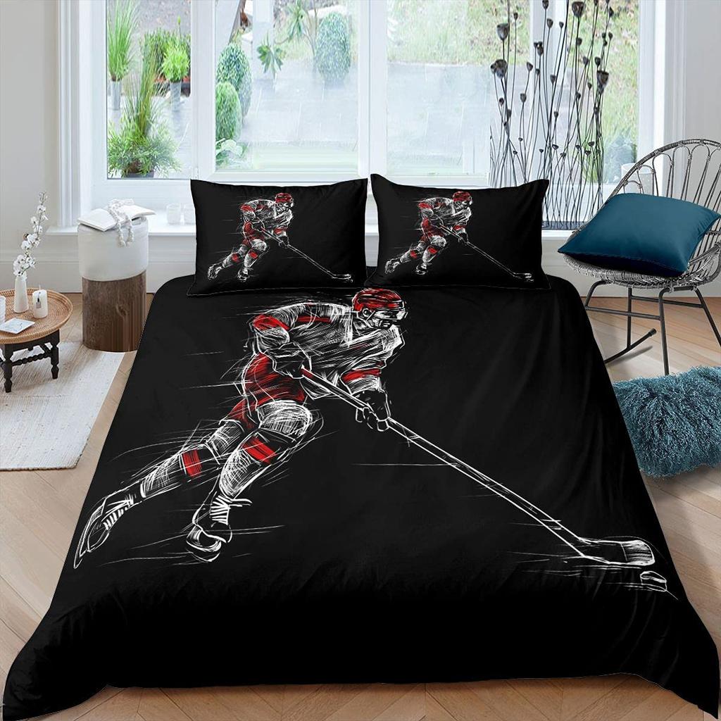 Комплект постельного белья с хоккейной шашкой для мальчиков, комплект постельного белья с изображением спортивных игр для детей, молодежи, взрослых, мужчин, зимний пододеяльник