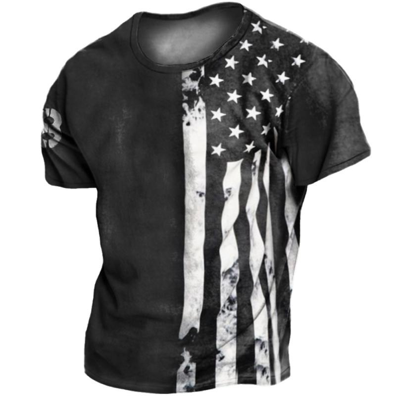 Мужская футболка в стиле ретро с 3D принтом флага, уличная одежда, топы в стиле хип-хоп с круглым вырезом, ретро-топы, мужская одежда, модные большие футболки с короткими рукавами