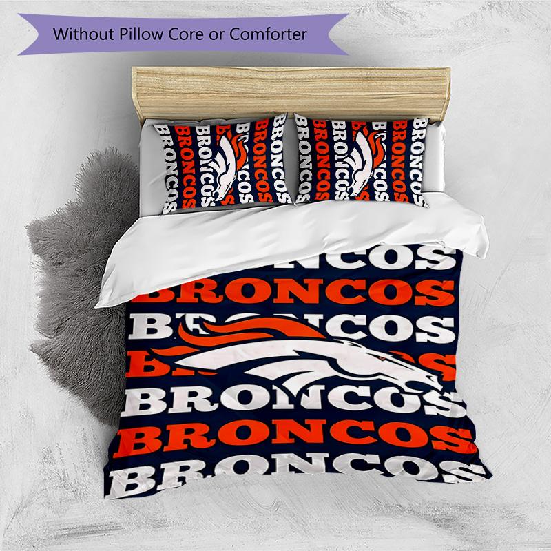 3pcs Denver Broncos LOGO pattern bedding set duvet cover set includes duvet cover &pillowcases, perfect all season bedroom decoration & gift
