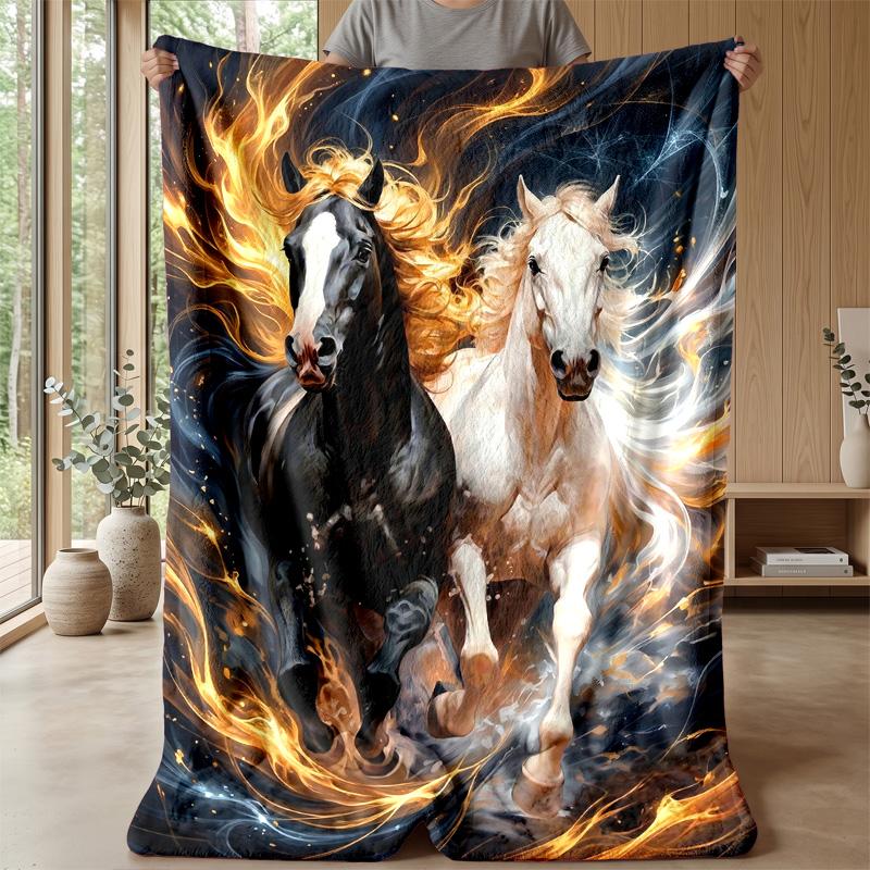 Fantasy Horse Garden Theme blanket Lightweight Warm Flannel Blanket Decorative Throw Blanket for Home Decoration