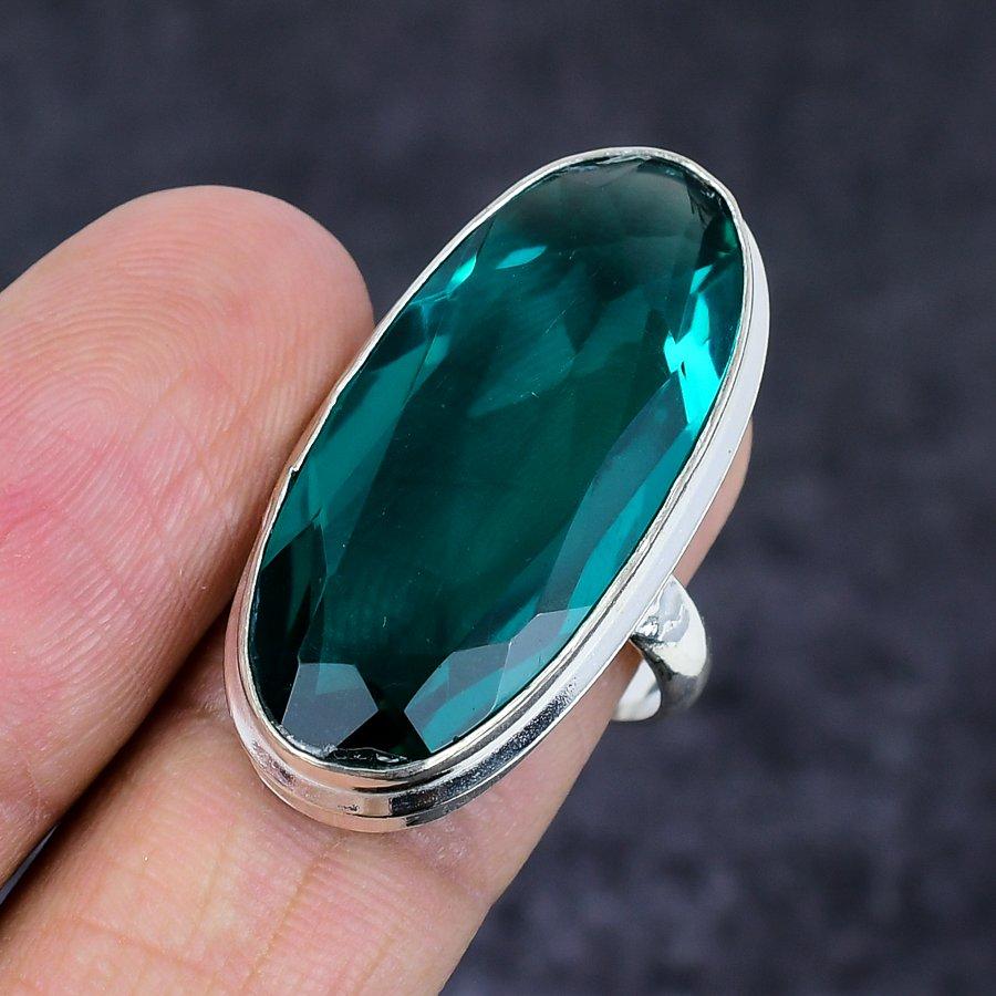 Natural Indicolite Tourmaline 925 Sterling Silver Jewelry Ring Size 6.5 U8m38