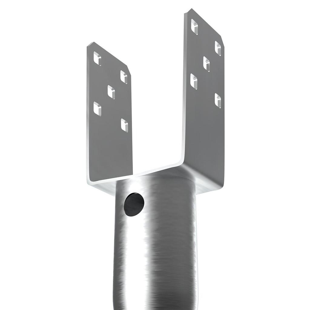 No Dig Ground Anchor, 4 Pack 3.94 x 2.76 x 27.56 in DIY Screw in Post Stake, Includes 6 Lag Bolts & a Rebar, U-Shape Heavy Duty Steel Post Holder,