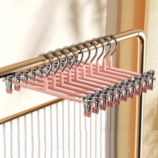 8Pcs Trouser Hangers Adjustable Non-Slip Space Saving with Rubber Coating Strong Chrome Clothes Hangers