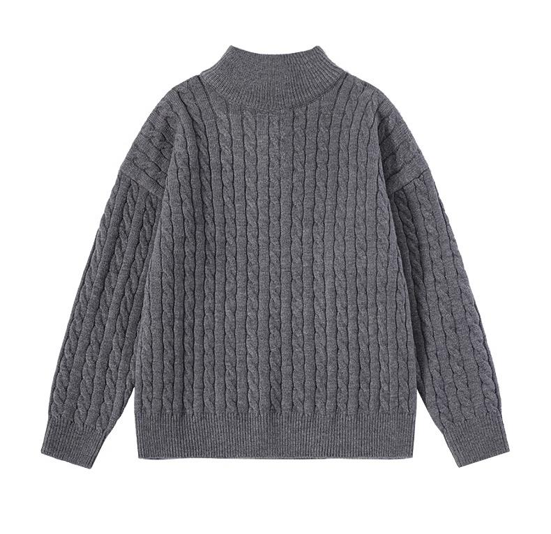 Sweater stand up collar zipper high street stand up collar couple knit sweater jacket women
