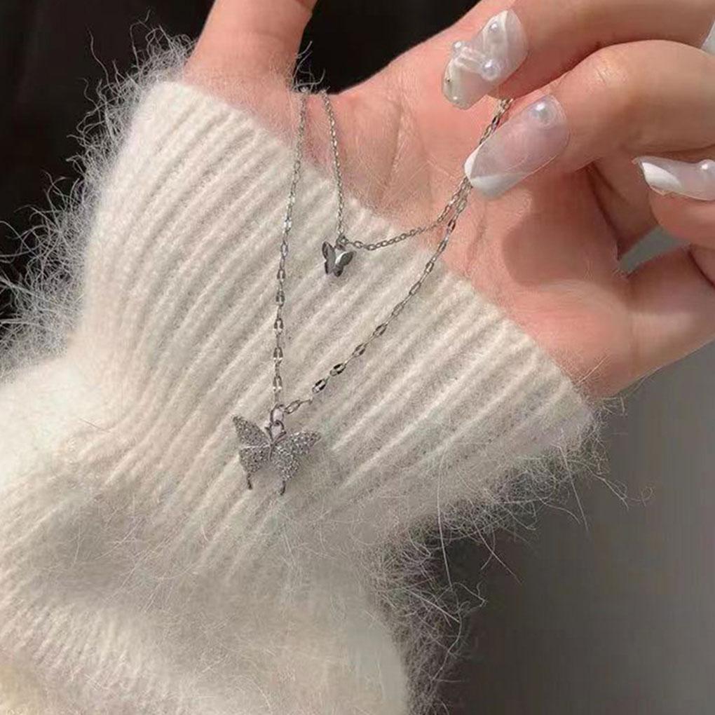 Look With Stunning Imitation Platinum Necklace Any Occasion Simple And Exquisite Style Alloy Female Exquisite Necklace, Silver