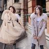 Women Fall Winter Jacket Coat Parka Thicken Cotton Liner Medium Long Hooded Fur Collar Adjustable Waist Solid Color M-6XL