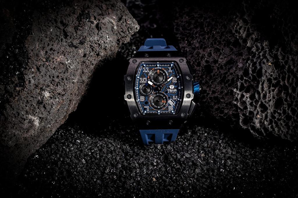 Часы TSAR BOMBA, водонепроницаемые, 5 АТМ, часы-бочка, деловые, из нержавеющей стали, спортивные, роскошные, модные, повседневные, в форме бочки, черные, синие, мужские