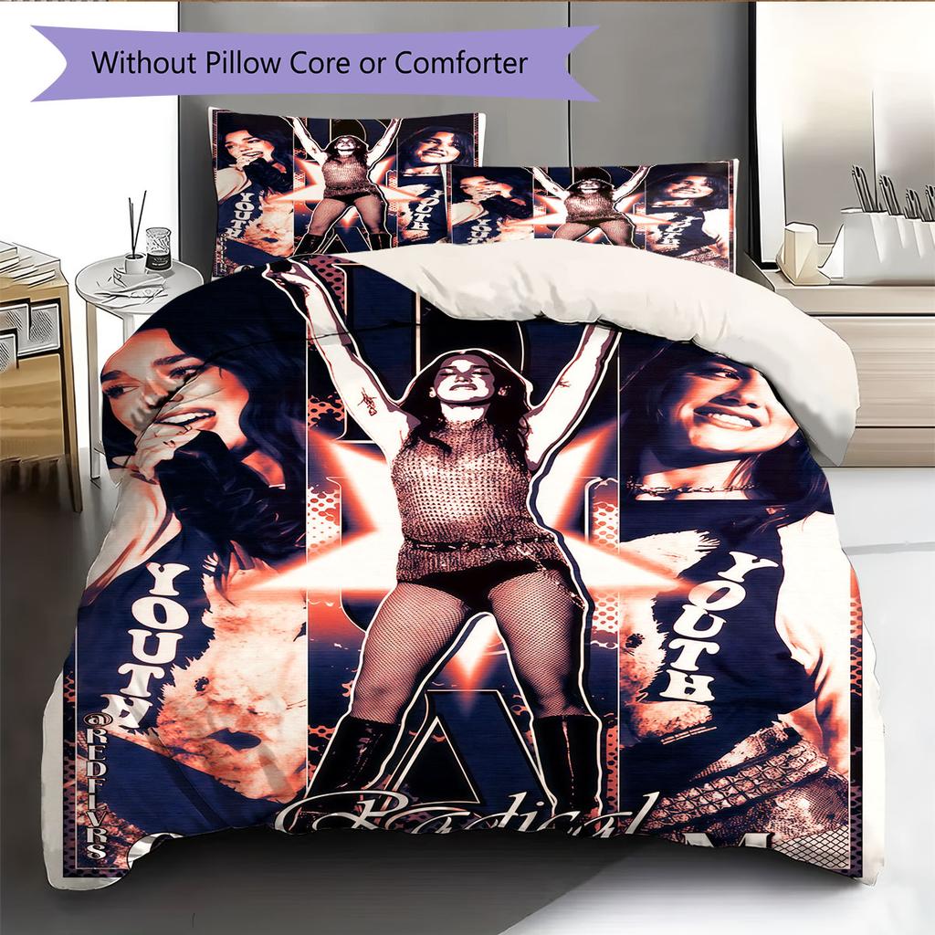 Dua Lipa Music Star Bedding Quilt Set Quilt Cover Pillowcase Home Decoration Birthday Gift (1 * duvet cover + 2 * pillowcase, without core)