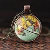 Globe Dome Necklace Earth World Map Pendant Glass Chain Jewelry New York Map Handmade Necklace