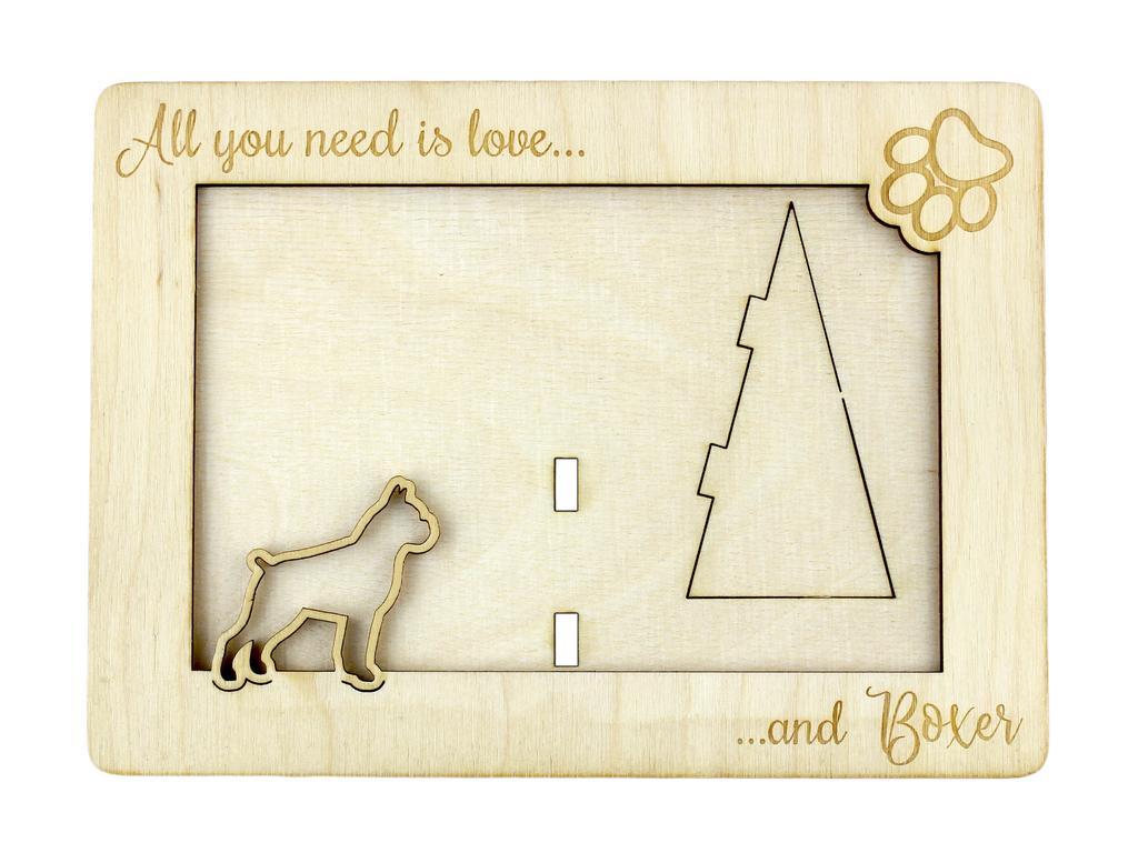 Boxer, German Boxer I – Photo frame, engraved wooden frame | Art-Dog