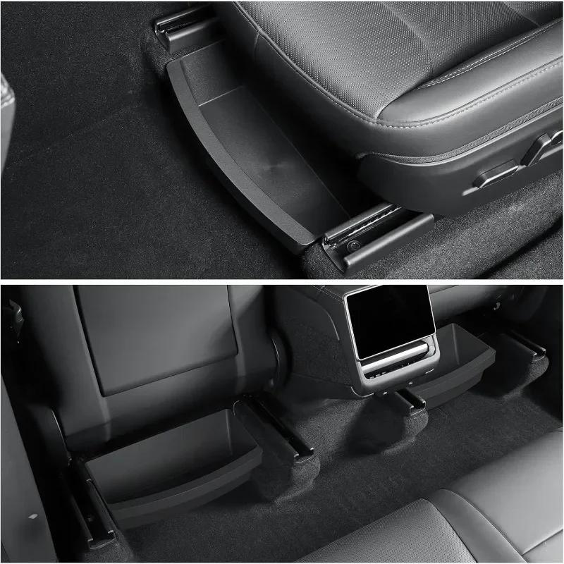 Front Seats Under Seat Drawer TPE Storage Box Car Seat Storage Organizer for Tesla Model Y Juniper 2025 Interior Accessories