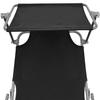 Folding Sun Lounger with Sun Canopy Black Aluminum