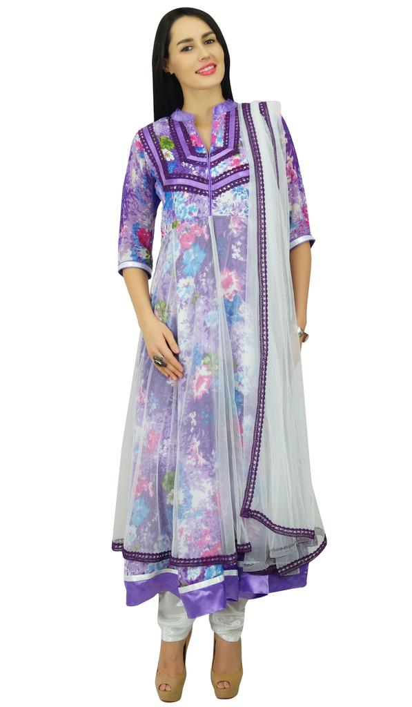 Atasi Женский шикарный стиль Анаркали Сальвар Камиз с этническим узором Дупатта