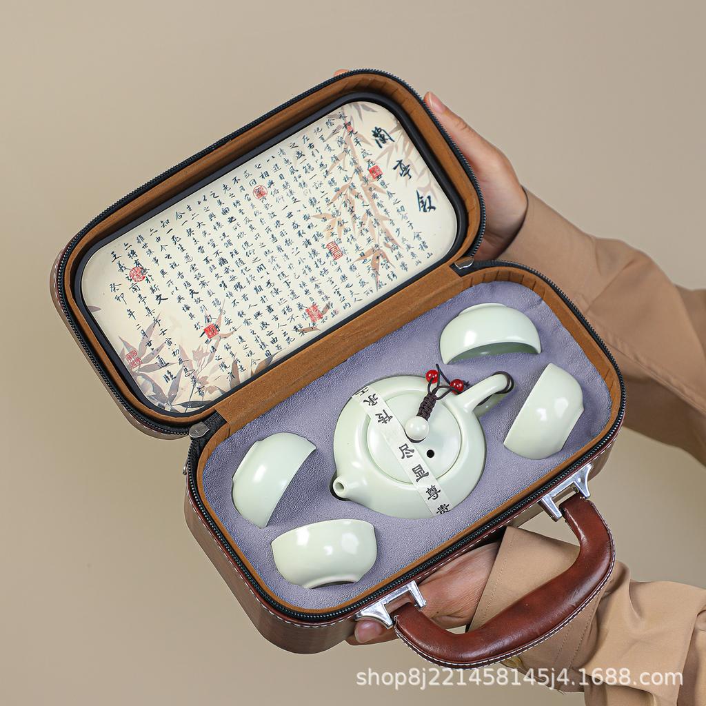 Чайник Динъяо Сиши, один чайник, две чашки, четыре чашки, керамический чайный набор, набор в подарочной коробке, портативный для путешествий в стиле кунг-фу, можно заказать.