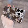 Чехол для iPhone с зеркалом и бабочкой из стразов - Противоударная защитная накладка для iPhone 13, 14, 15PM, 16, 17