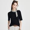 Classic Simplicity: Spring and Summer Round Neck, Versatile and Comfortable for Daily Use. Five Sleeve Mulberry Silk T-shirt for Women