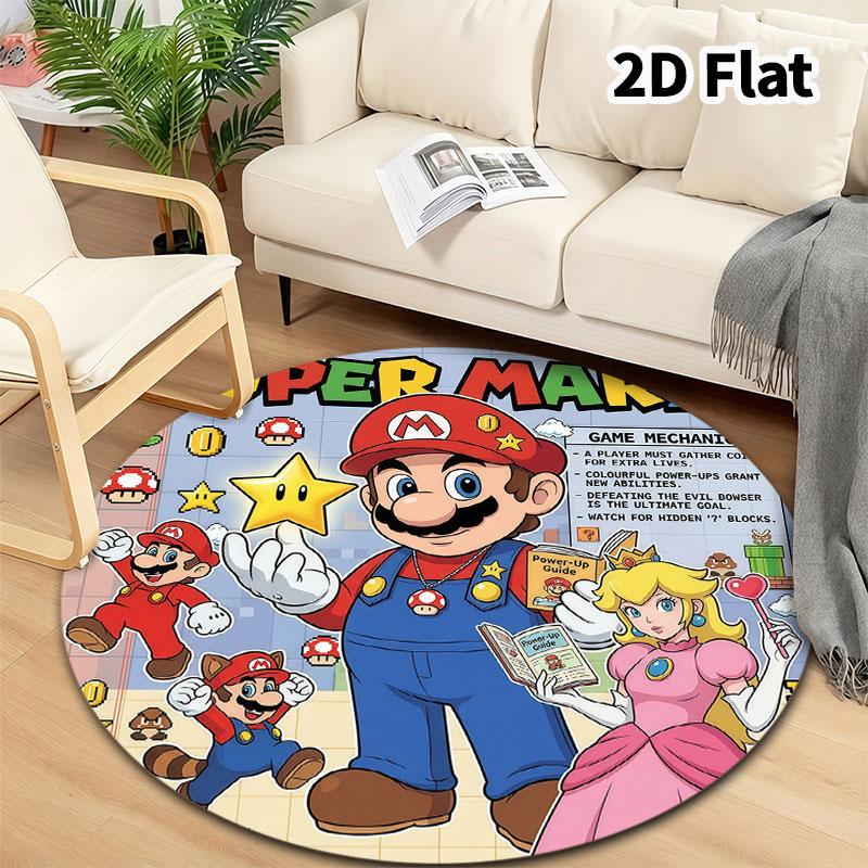 Super Mario Round Area Rug Carpet Rug For Living Room Bedroom Sofa Playroom Decor Nonslip Floor Mat
