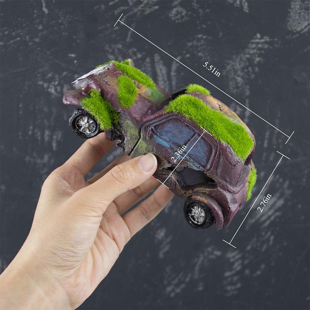 Moss Vintage Old Car Ornaments Hiding Cave Shelter Layout Prop Aquarium Fish Tank Landscape Decor Supplies