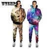 Длинный рукав Теплый трендовый свитшот Костюм Модная 3D цифровая печать Толстовка Одежда
