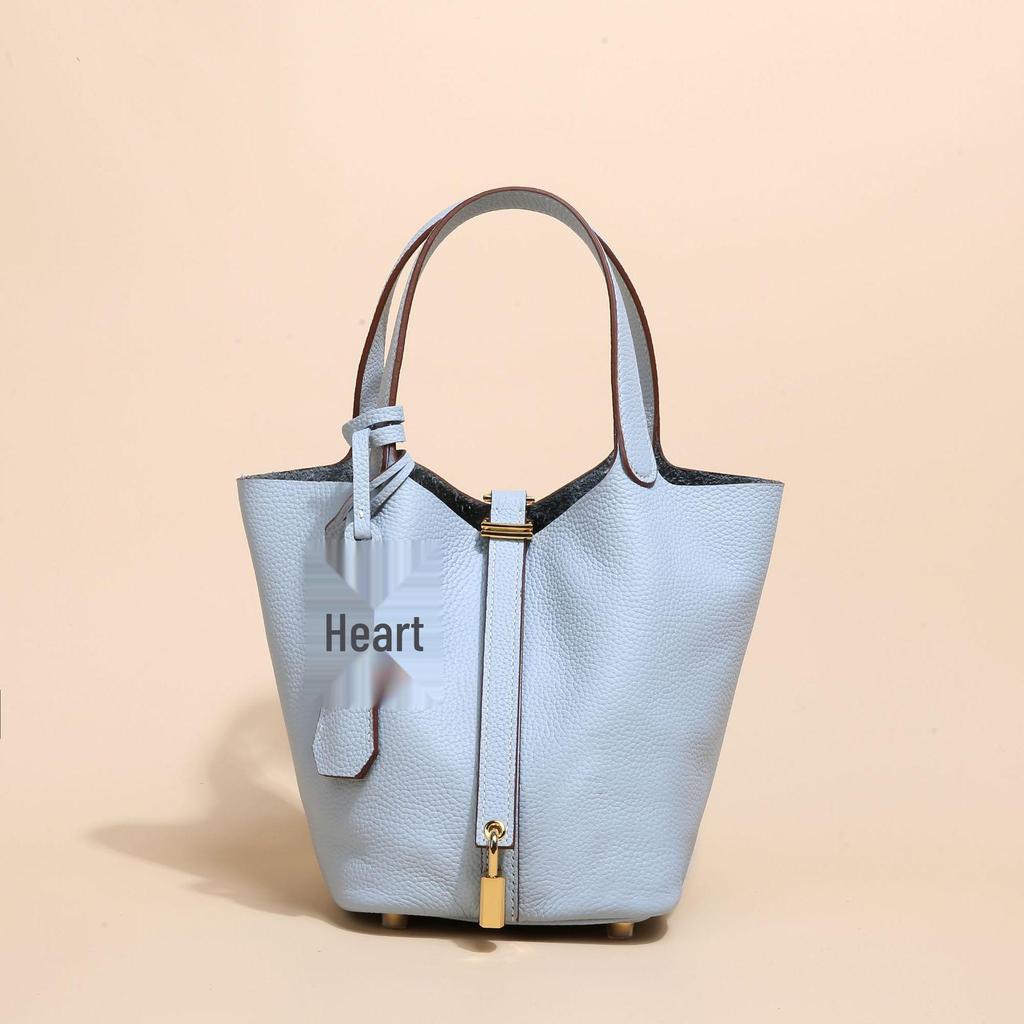 2024 Женская сумка-ведро из натуральной кожи с узором личи - Осенне-зимняя сумка-корзина для овощей