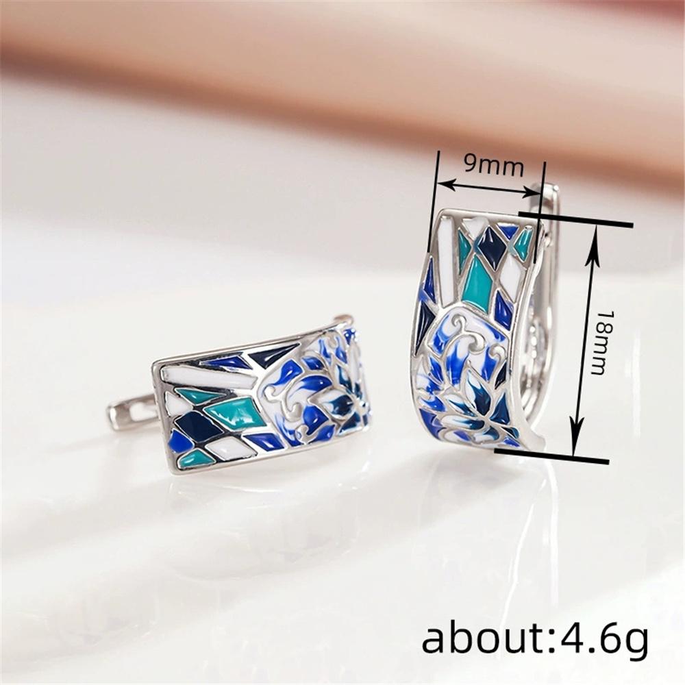 Роскошные женские серьги-кольца с белой и синей эмалью, винтажная мода, серебристого цвета, свадебные, для женщин