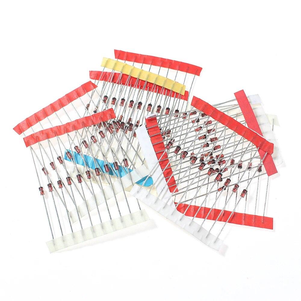 100 шт., 10 значений, 0,5 Вт, комплект стабилитронов, набор электронных компонентов, 10 В, 11 В, 12 В, 13 В, 15 В, 16 В, 18 В, 24 В, 27 В, 30 В