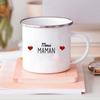 French Flower Maman Printed Mugs Enamel Mug Creative Coffee Cups Drinks Water Milk Cup Home Handle Drinkware Best Mother Gifts