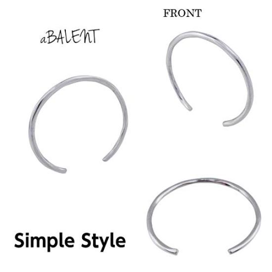 aBALENT Silver Bangle Simple Silver Accessories Silver Bracelet Plain Silver 925 Adjustable Men's Men's