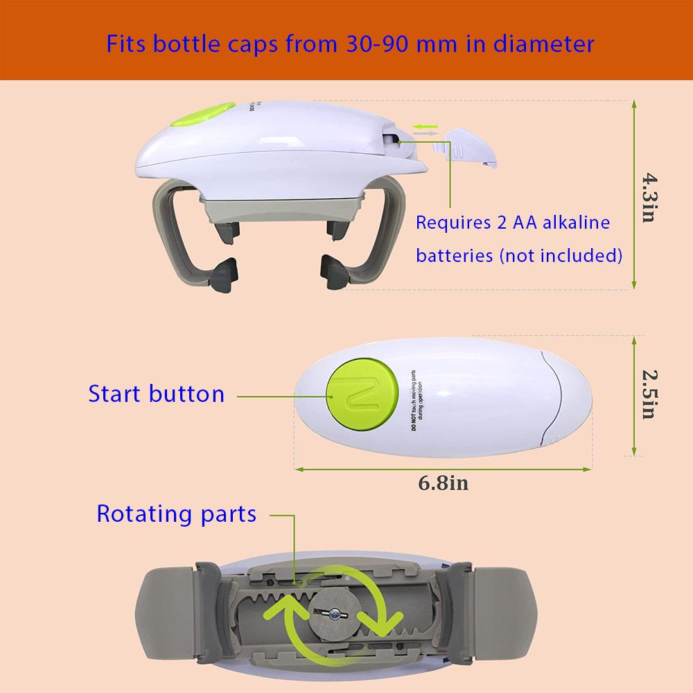 Электрическая открывалка для банок для слабых рук, Автоматическая открывалка для банок для пожилых людей с артритом, Кухонный гаджет, открывалка без помощи рук