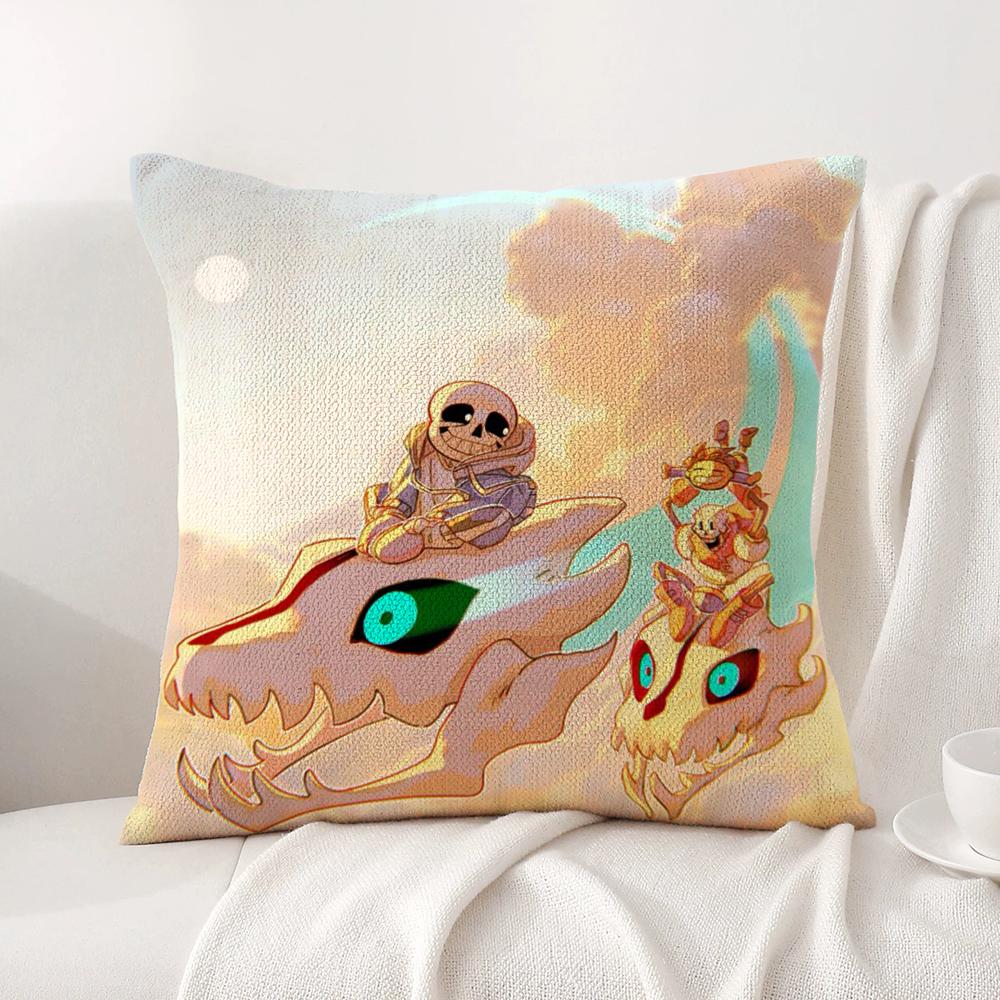 Game U-Undertale Cushion Cover Summer Coolness Linen Fabric Double-Sided Printing Pillow Case Sofa Home Decor Gift