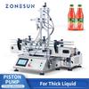 ZONESUN ZS-DTHSP2 Automatic Thick Liquid Filling Machine 2 Head Piston Pump Juice Gel Shampoo Lotion Filler