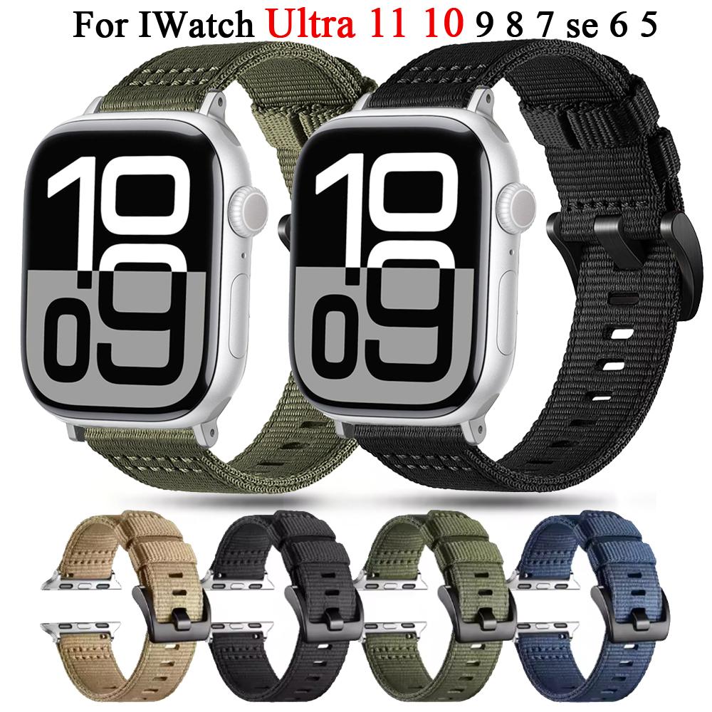 Для ремешков Apple Watch 45 мм 46 мм Ultra2 3 49 мм 42 мм iwatch Ремешок S11 46 мм Нейлоновый холщовый браслет correa Серия 11 10 9 8 7 6 11 SE