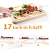 LMETJMA 17inch Kabob Skewers for Grilling Stainless Steel Flat BBQ Skewers with Quick Release Metal Sliding Handle JT45