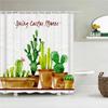 Cactus Shower Curtains Waterproof Polyester Fabric Shower Curtains Tropical Plants Bathroom Screen Curtain Home Decor 180X180cm