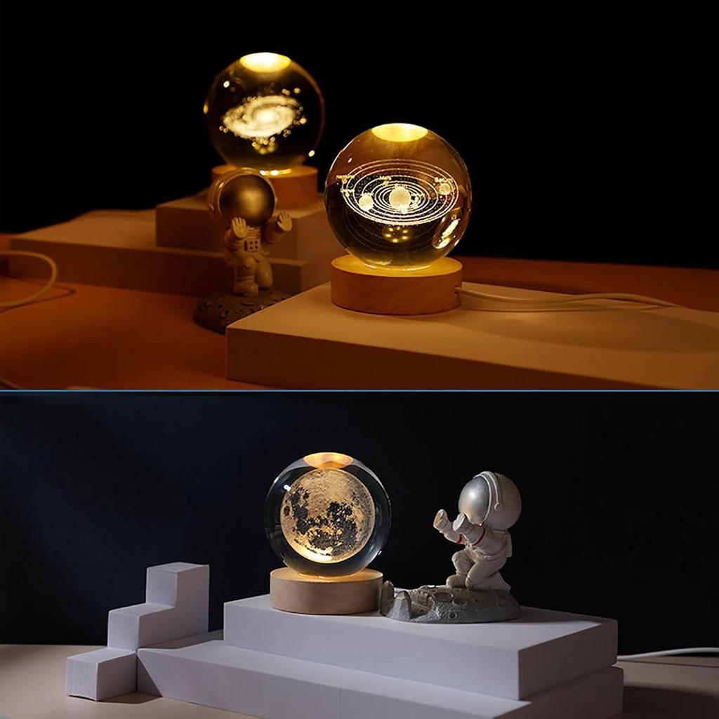 Happyhaves Calming Stellar Spheres - The Galaxy, Saturn and The Moon 3D Sphere Light and Lamp