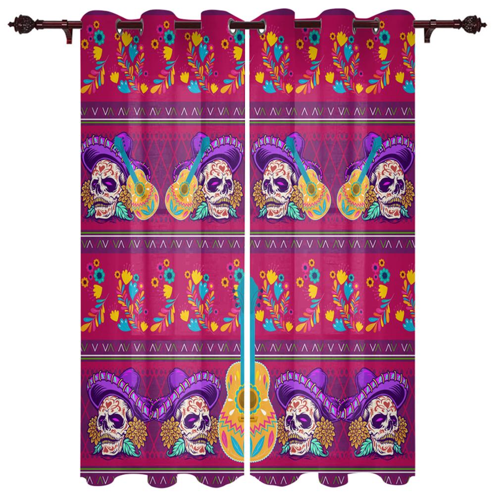 Художественный Череп Красные Цветы Волна Новые Простые Шторы Украшения Дома Шторы Современные Товары Для Дома