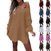 Women's Fashion Casual Solid Colour Loose Knit Sweater Autumn And Winter Pullover V-neck Jumper