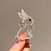 Женская брошь в форме полого кролика, декор со стразами, нержавеющая противоскользящая, износостойкая, воротник пальто, шляпа, шарф, украшение, булавка для одежды, ювелирные изделия