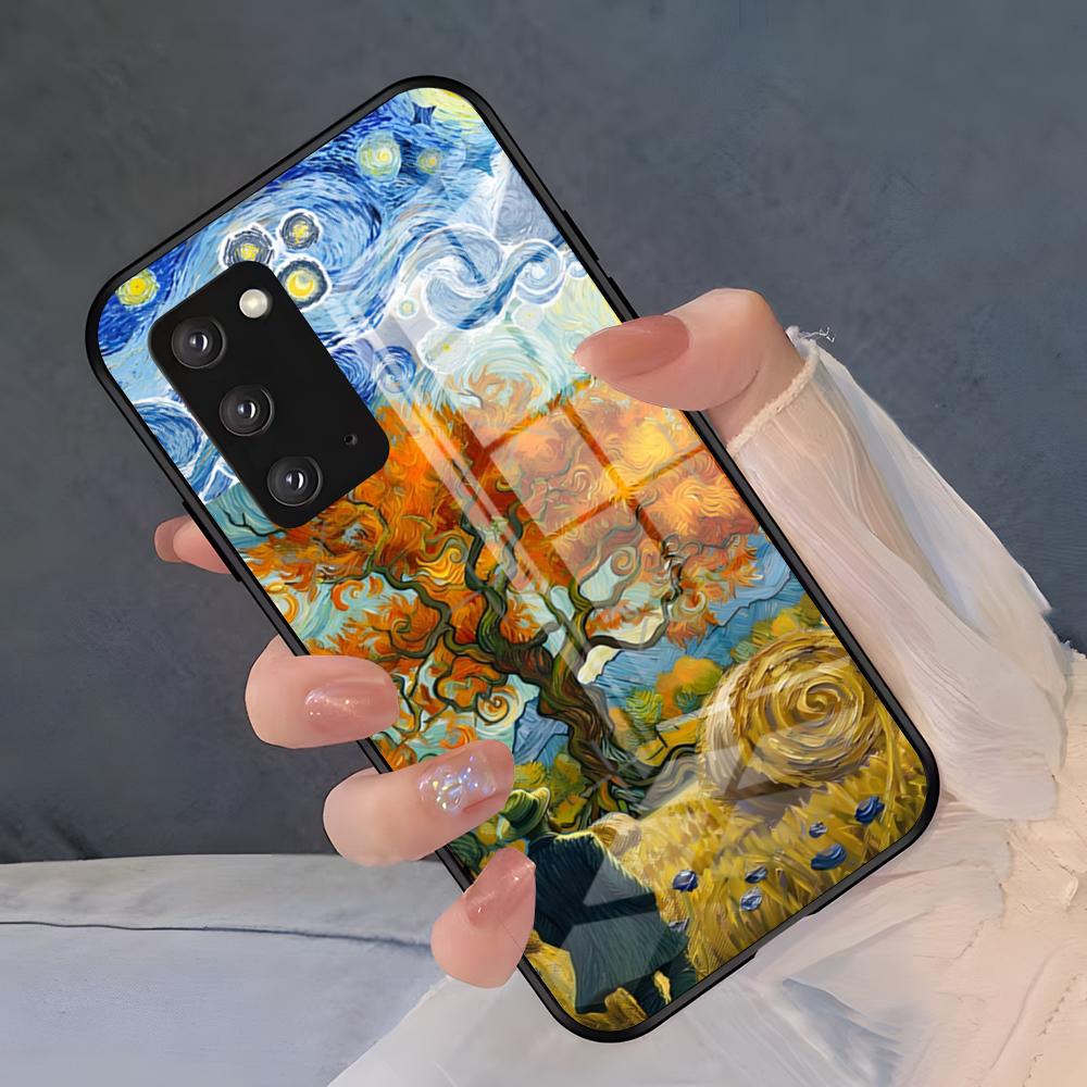 Чехол для телефона с картинами Ван Гога маслом для Samsung S26 S25 Plus S20 S20 Plus S22 Ultra S23 FE S21 Plus S21 Ultra Стеклянная крышка