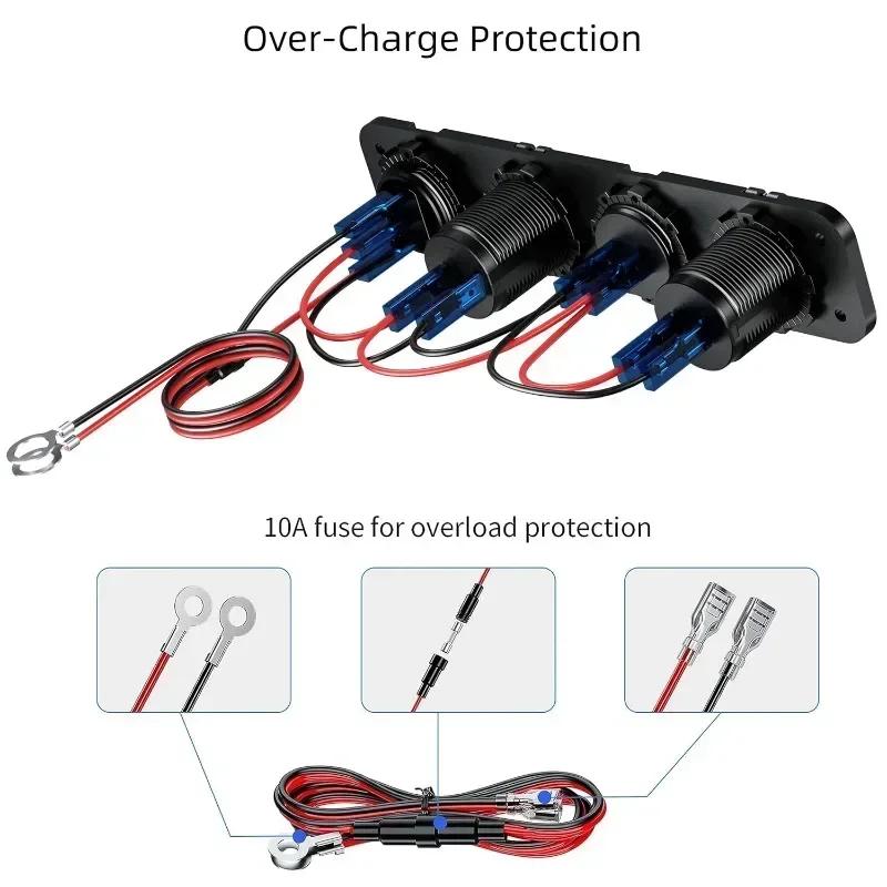 Kewig 4 в 1 USB C панель питания розетка тройные розетки двойной PD и QC3.0 быстрое автомобильное зарядное устройство с клавишным переключателем для автомобиля грузовика морского автофургона