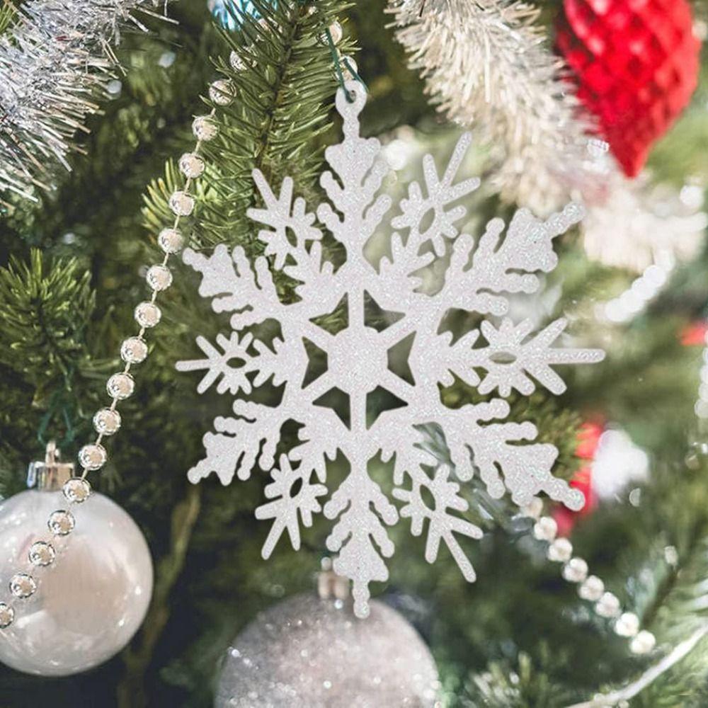 12pcs/set Plastic Christmas Artificial Snowflake XmasTree Hanging Ornament Xmas Gift