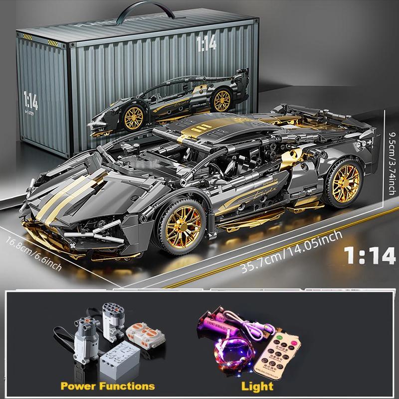 1:Строительные блоки «Супергоночный автомобиль» масштаба 1:14, Набор для сборки модели спортивного автомобиля DIY, Конструктор-игрушка, Подарок для мальчиков, детей в возрасте 8-12 лет 14