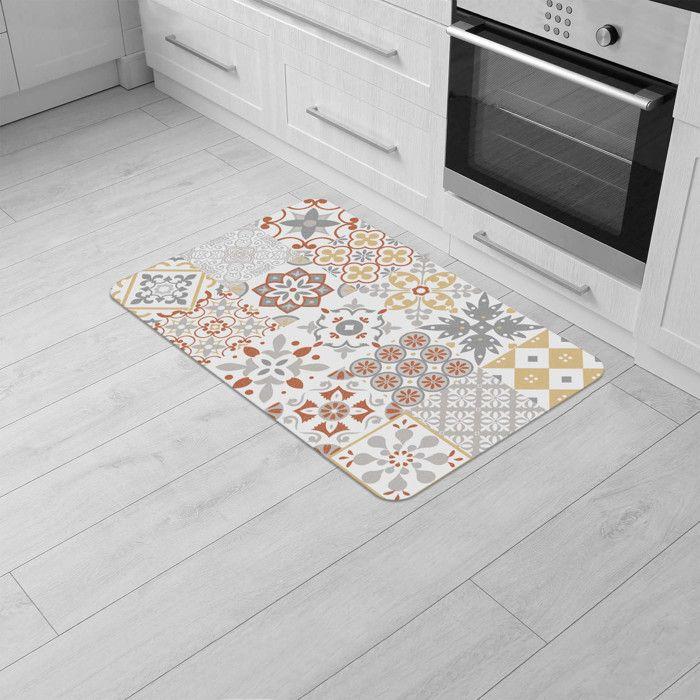 Tapis décoratif en polyester - L 45 x l 75 cm - Imprimé salou orange