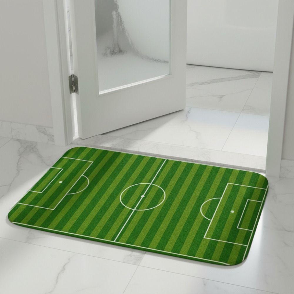 Green Football Court Pattern Doormat Non-slip Small Rug Home Decor Bath Mat Bathroom