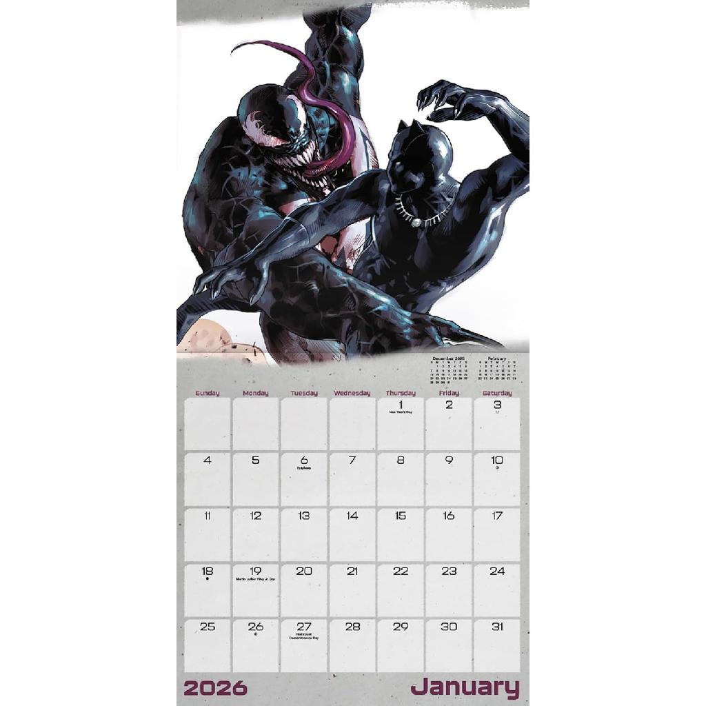Marvel Герои и Вилла Календарь 2026 - Делюкс Настенный Календарь Marvel Супергерои 2026 Комплект с Мстителями и Людьми Икс Плюс Более 100 Напоминаний