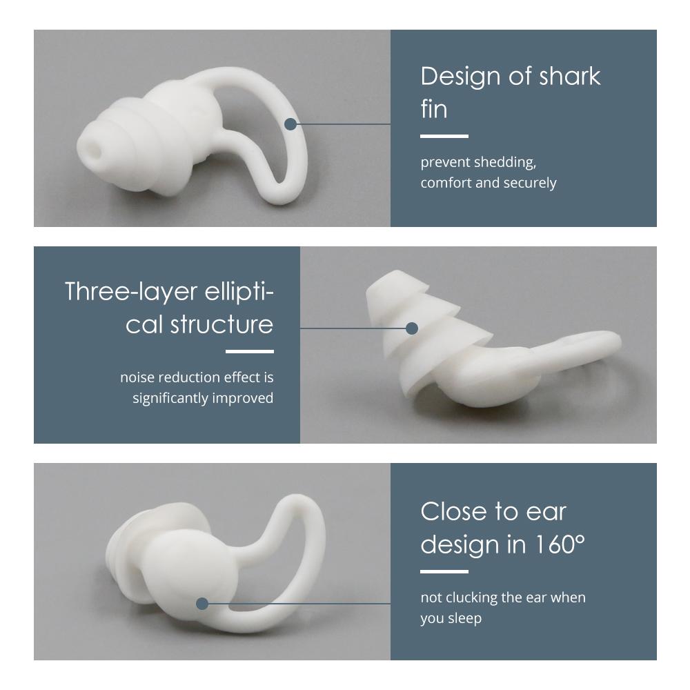 Shark Fin Earplugs Reusable Hearing Protection Soft Silicone Fashion Noise Cancelling Sleeping Ear Plugs for Sleeping Travelling