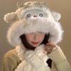 Winter Cute Little Sheep Plush Hat Women's Hat Scarf Integrated Thickened Cold Warm Sweet Lei Feng Hat