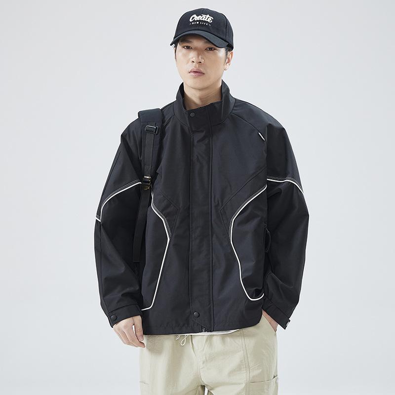 Ji American куртка с воротником-стойкой мужская ветрозащитная и водонепроницаемая свободная повседневная куртка с инструментами Tide