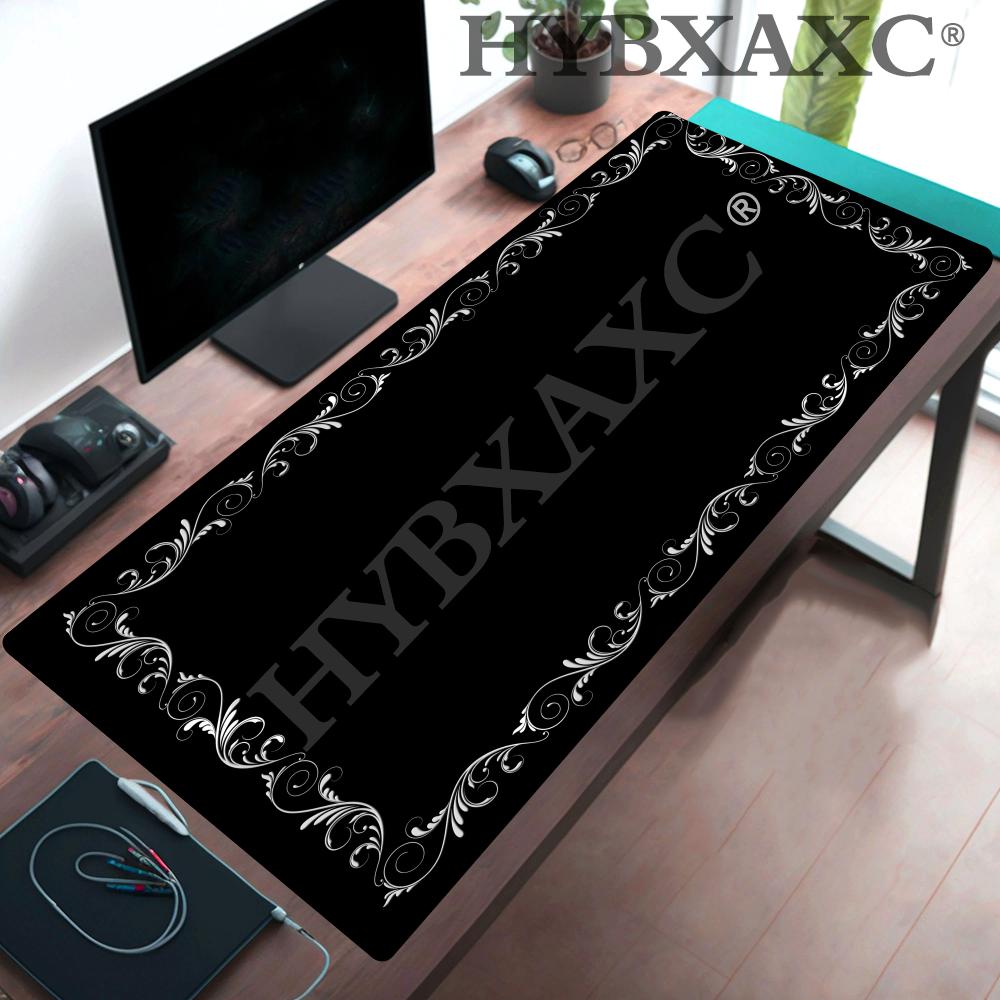 HYBXAXC Черный коврик для мыши с цветочным узором, большой коврик для компьютерного стола, офисный, игровой, с прошитыми краями, длинные коврики для стола